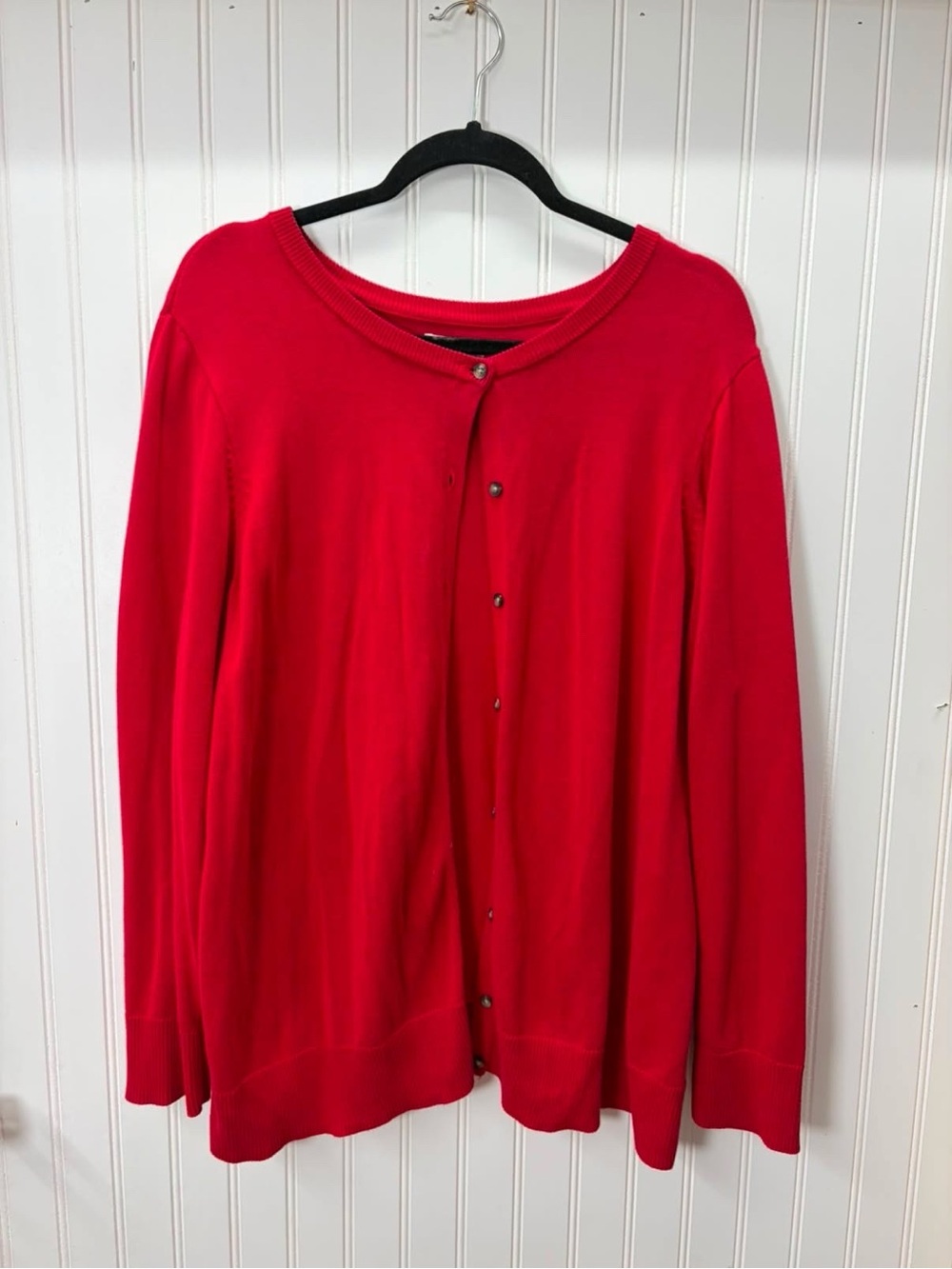 croft & barrow Red Crewneck Button Cardigan